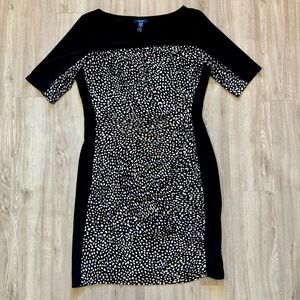 Chaps Pencil Dress Size XL Black & White Colorblock Slimming Knee Length Stretch